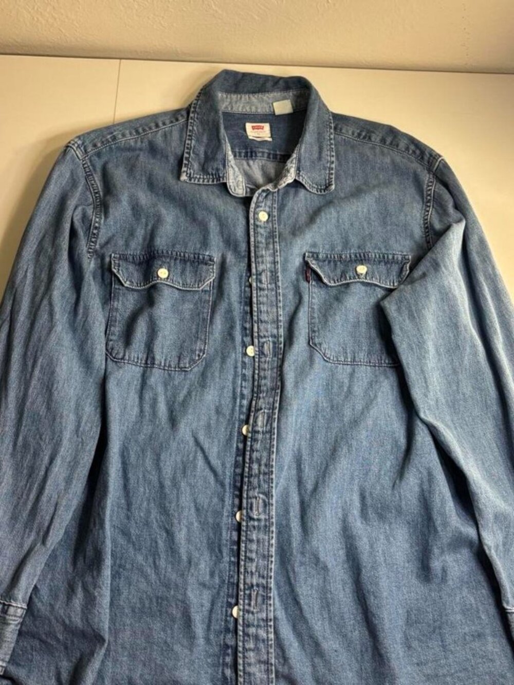 Levi's blue 100% cotton denim button-up shirt
